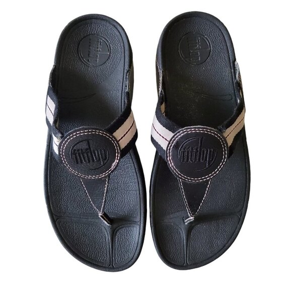 Fitflops Black WALKSTAR Webbing Toe-Post - Picture 1 of 10
